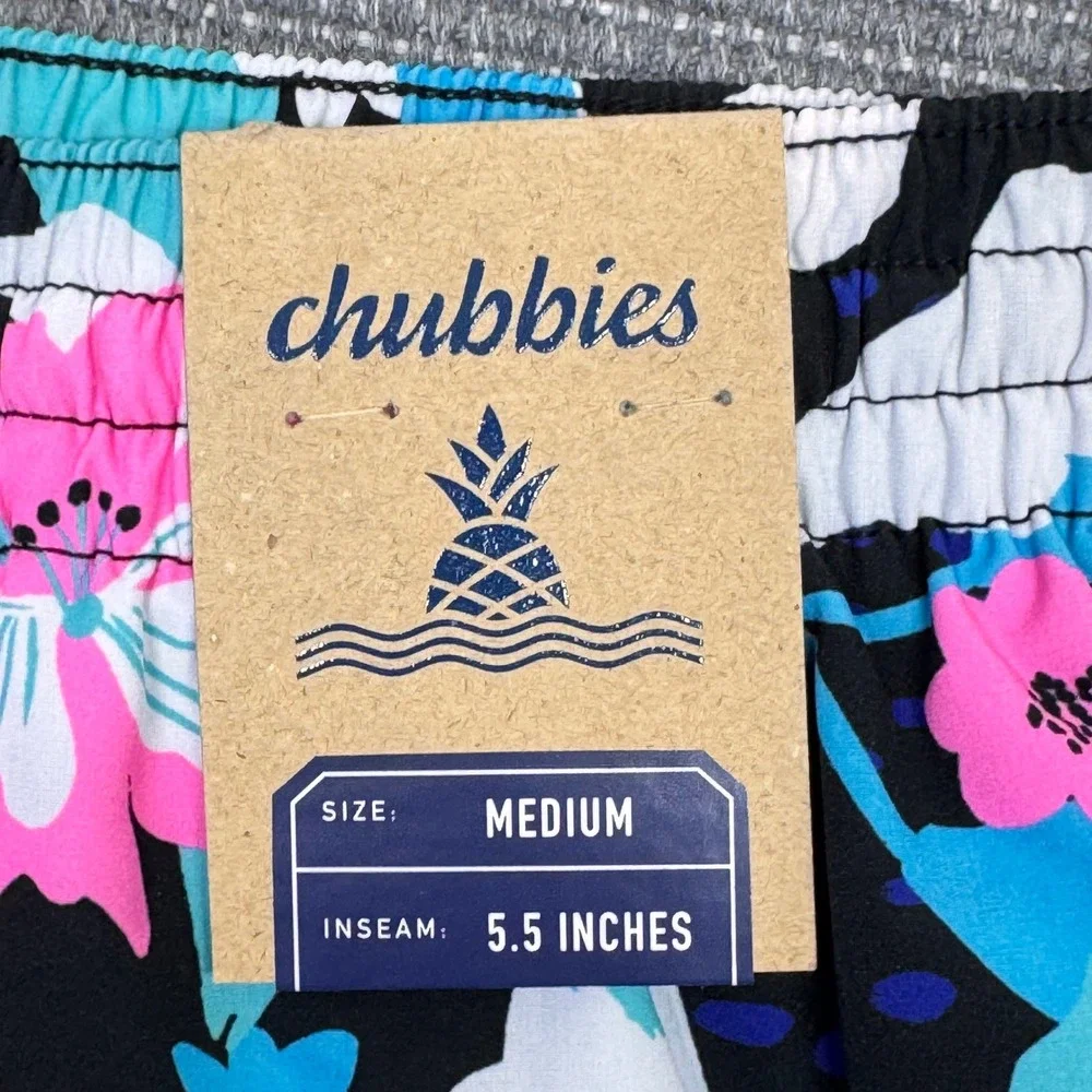 Chubbies The Juices 5.5 Classic Swim Trunks Mens Medium Black Floral 109222-013